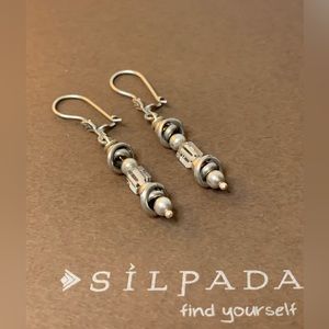 Silpada Vintage RARE Sterling Twisted Matte Crystal Cube Earrings
